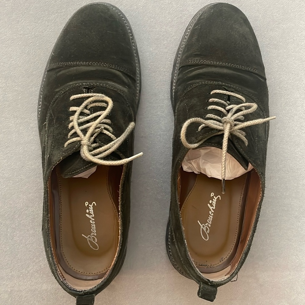 Men’s Stefano Branchini size 9.5 Green Suede Leather Lace Up Dress Shoes